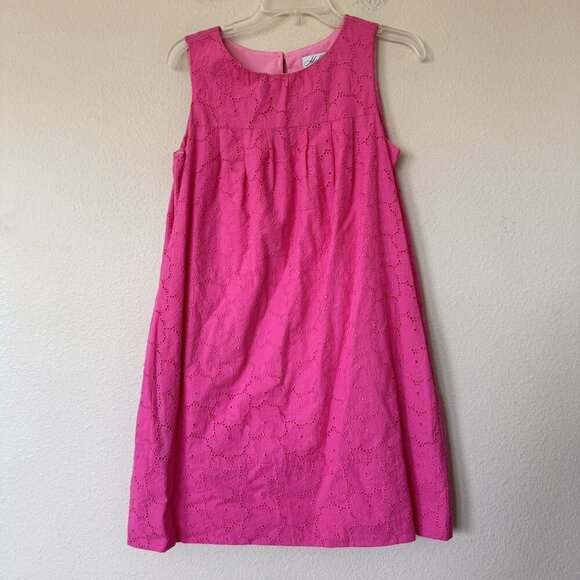 Molly B Boston Crochet Eyelet Shift Mini Dress in Pink Size 4 Lined - Picture 1 of 8